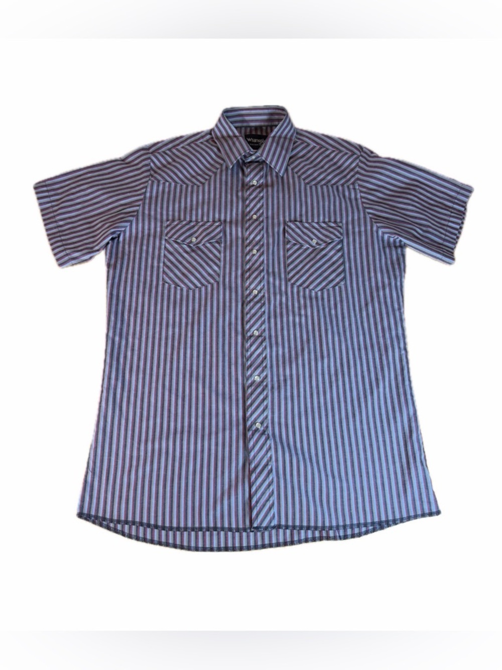 Wrangler Western Shirt Mens Large Tall Pearl Snap Striped Short Sleeve Cowboy